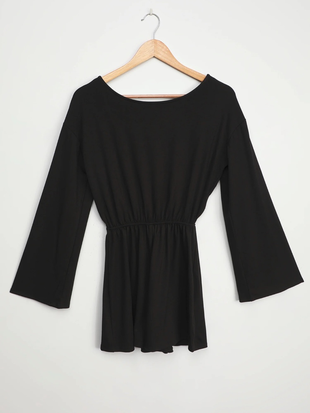 Lulu's Black Long-Sleeve Backless Romper